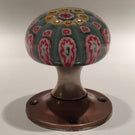 Vintage Strathearn Art Glass Paperweight Doorknob Twists & Millefiori On Green