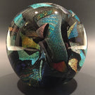 Huge Bruce Freund Art Glass Paperweight Encased Geometric Dichroic Design