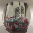 Antique Bohemian Art Glass Paperweight Melon Faceted Lion Sulphide