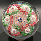 Antique Baccarat Art Glass Paperweight Millefiori Garland on Upset Muslin Lace