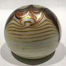 Signed Steven Smyers Art Glass Paperweight Surface Decorated Gold Pulled Feather