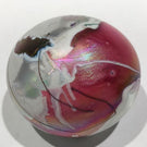 Eric Pedar Brakken Art Glass Paperweight Iridescent Pink Purple Abstract