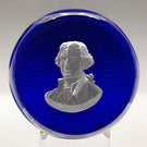 Vintage Cristal D Albert Faceted Art Glass Paperweight Thomas Jefferson Sulphide