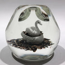 Rare Vintage Murano Faceted Swan Sulphide Art Glass Paperweight