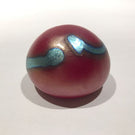 Miniature Charles Lotton Art Glass Paperweight Iridescent Red & Blue Design