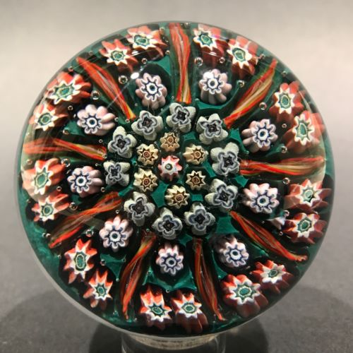 Vintage Perthshire Art Glass Paperweight 9 Panel Ribbon Twists & Millefiori PP2