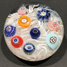Vintage Strathearn Miniature Art Glass Paperweight Spaced Millefiori on Lace