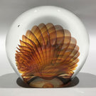 Signed Michael O’Keefe Art Glass Paperweight Delicate Veiled Fan Sculpture