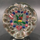 Early Chinese Art Glass Faceted Paperweight Millefiori Nosegay Bouquet