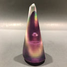 Signed Stuart Abelman Modern Art Glass Paperweight Conical Iridescent Overlay