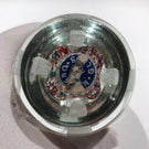 Vintage Murano Art Glass Egg Shaped Paperweight Latticino Streamer Crown