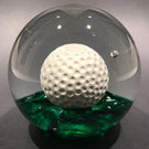 Large Vintage Elwood Ind Art Glass Sulphide Paperweight Golf Ball Green Ground