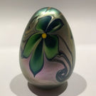 Vintage Orient & Flume Art Glass Paperweight Iridescent Gold Floral Egg