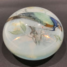 Huge Vintage Murano Art Glass Paperweight Detailed Encased Image of a Blue Bird