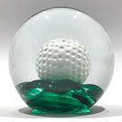 Large Vintage Elwood Ind Art Glass Sulphide Paperweight Golf Ball Green Ground