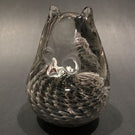 FM Ronneby Sweden Handmade Art Glass Sculpture Owl Figurine