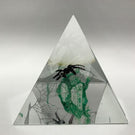 Modern Czech Art Glass Paperweight Spider On Web Pyramid Sculpture
