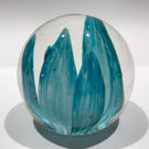Vintage Strathearn Art Glass Paperweight Blue Crimp Style Tulip Spring Flowers