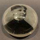 Antique American Graeser? Art Glass Paperweight Woman Photo Plaque
