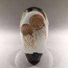 Richard Satava Double Passion Moon Jellyfish Art Glass Paperweight Sculpture