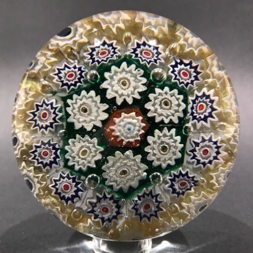 Large Vintage Murano Art Glass Paperweight Colorful Concentric Millefiori