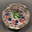 Early Chinese Art Glass Faceted Paperweight Millefiori Nosegay Bouquet