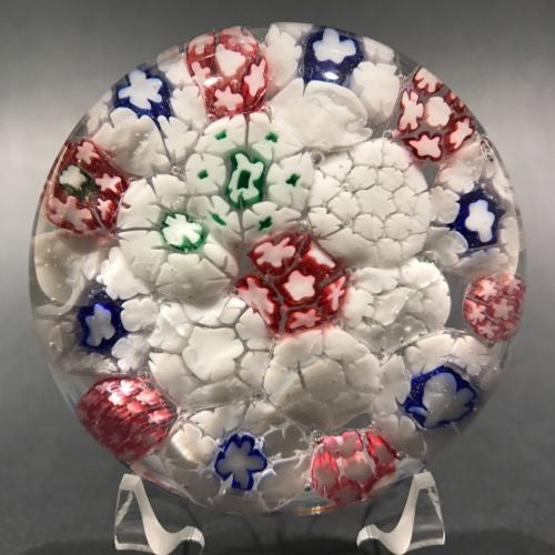 Antique Bohemian Art Glass Paperweight Concentric Complex Millefiori