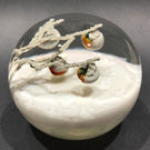 Signed Daniel Salazar Lundberg Studios Art Glass Paperweight First Snow of Kyoto