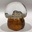 Signed Kosta Boda Goran Warff Art Glass Paperweight Modern Mushroom Design