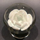 Vintage Millville Style Footed White Crimp Rose Art Glass Paperweight