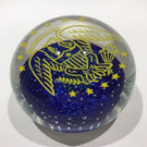Signed John Gentile Art Glass Frit Paperweight Bald Eagle U.S. "Coat of Arms"