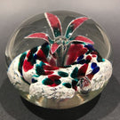Early Ed Rithner Art Glass Paperweight Colorful Upright Frit Flower