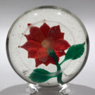 Early Chinese Art Glass Paperweight Large Lampworked Poinsettia Flower
