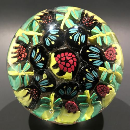 Rare Murano Art Glass Paperweight Figural Millefiori Leaf & Berry Canes
