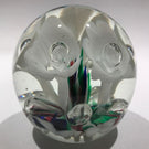 Vintage Monte Dunlavy Art Glass Paperweight Trumpet Flowers Colorful Ground