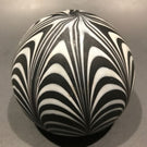 Vintage Murano Art Glass Paperweight Black & White Satin Finished Marbrie