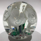 Vintage Monte Dunlavy Art Glass Paperweight Trumpet Flowers Colorful Ground