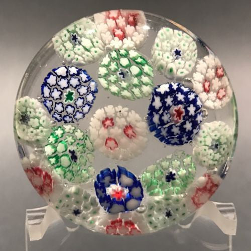 Antique Bohemian Art Glass Paperweight Concentric Complex Millefiori