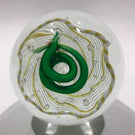 Rare Vintage Murano Art Glass Paperweight Coiled Snake in Yellow & White Basket
