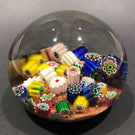 Vintage Murano Art Glass Paperweight Jumbled Millefiori Scramble on Aventurine