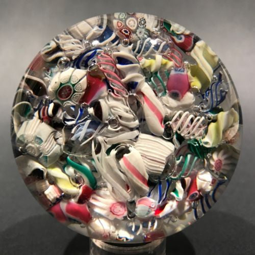 Antique New England Glass Co. Art Glass Paperweight Millefiori Scramble