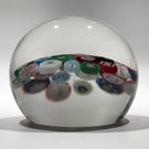 Huge Antique Clichy Art Glass Paperweight Spaced Complex Millefiori w/ Roses