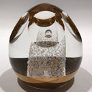 Signed Orrefors Faceted Art Glass Paperweight Gold Plated Modern Design