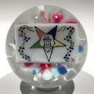 Vintage Degenhart Art Glass Paperweight Hand Paint Order of The Eastern Star