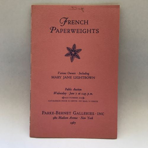 Parke Bernet June 7, 1967 Auction Catalogue Fine Glass French Paperweights