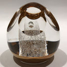 Signed Orrefors Faceted Art Glass Paperweight Gold Plated Modern Design