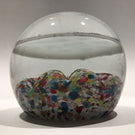 Huge Antique Millville Art Glass Paperweight Hand Painted Floral Name Plaque