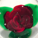 Rare Vintage Murano Art Glass Paperweight Ruby Red Crimp Rose