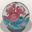 Two Vintage American Studio Art Glass Paperweights Dunlavy Flowers & Gentile