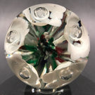 Vintage Monte Dunlavy Art Glass Paperweight Trumpet Flowers Colorful Ground